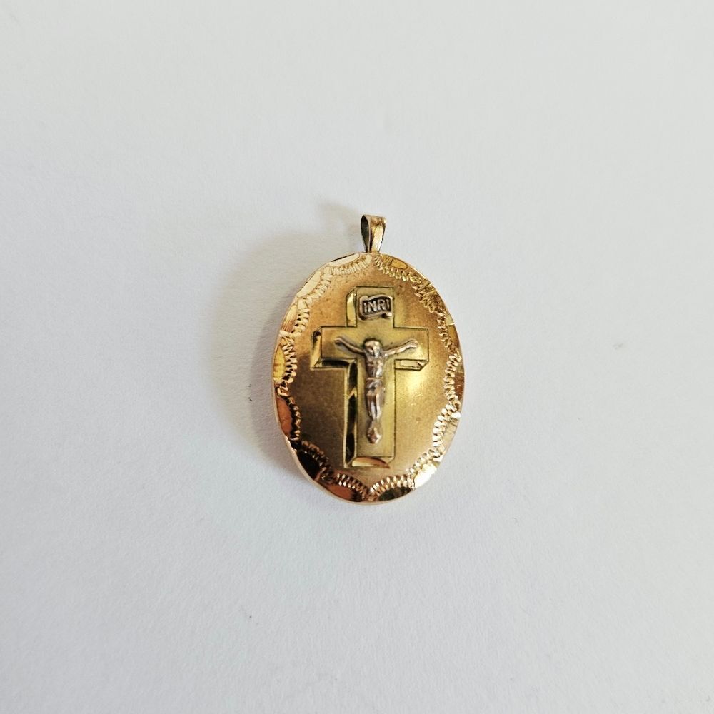 Vintage Princess Pride Creations 14K Gold Filled Jesus Cross INRI Double Locket